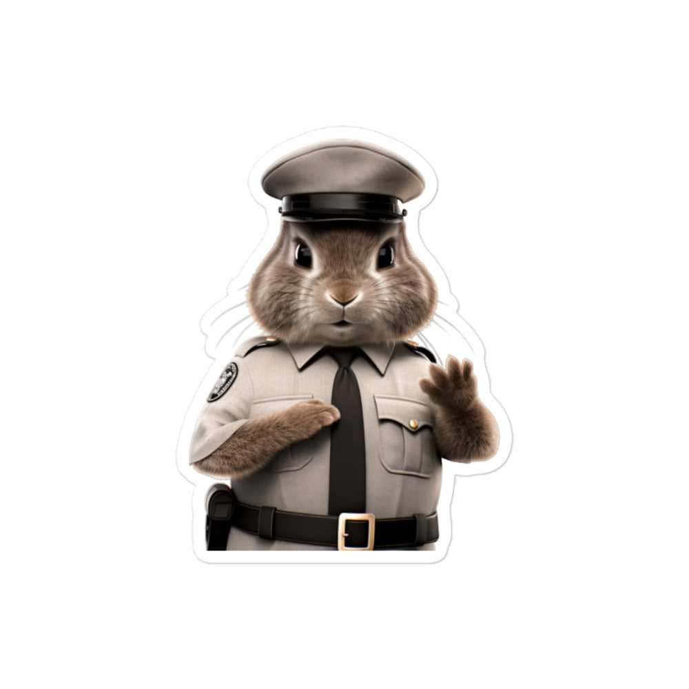 Jersey Wooly Security Officer Bunny Sticker - Stickerfy.ai