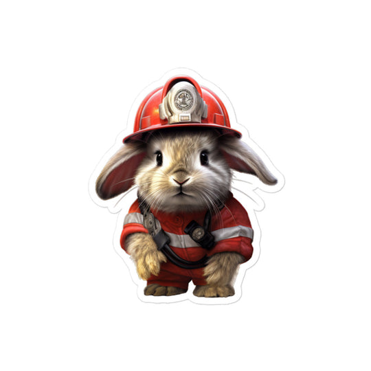 Jersey Wooly Brave Firefighter Bunny Sticker - Stickerfy.ai