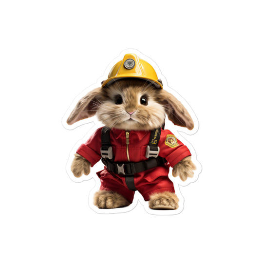 Jersey Wooly Brave Firefighter Bunny Sticker - Stickerfy.ai