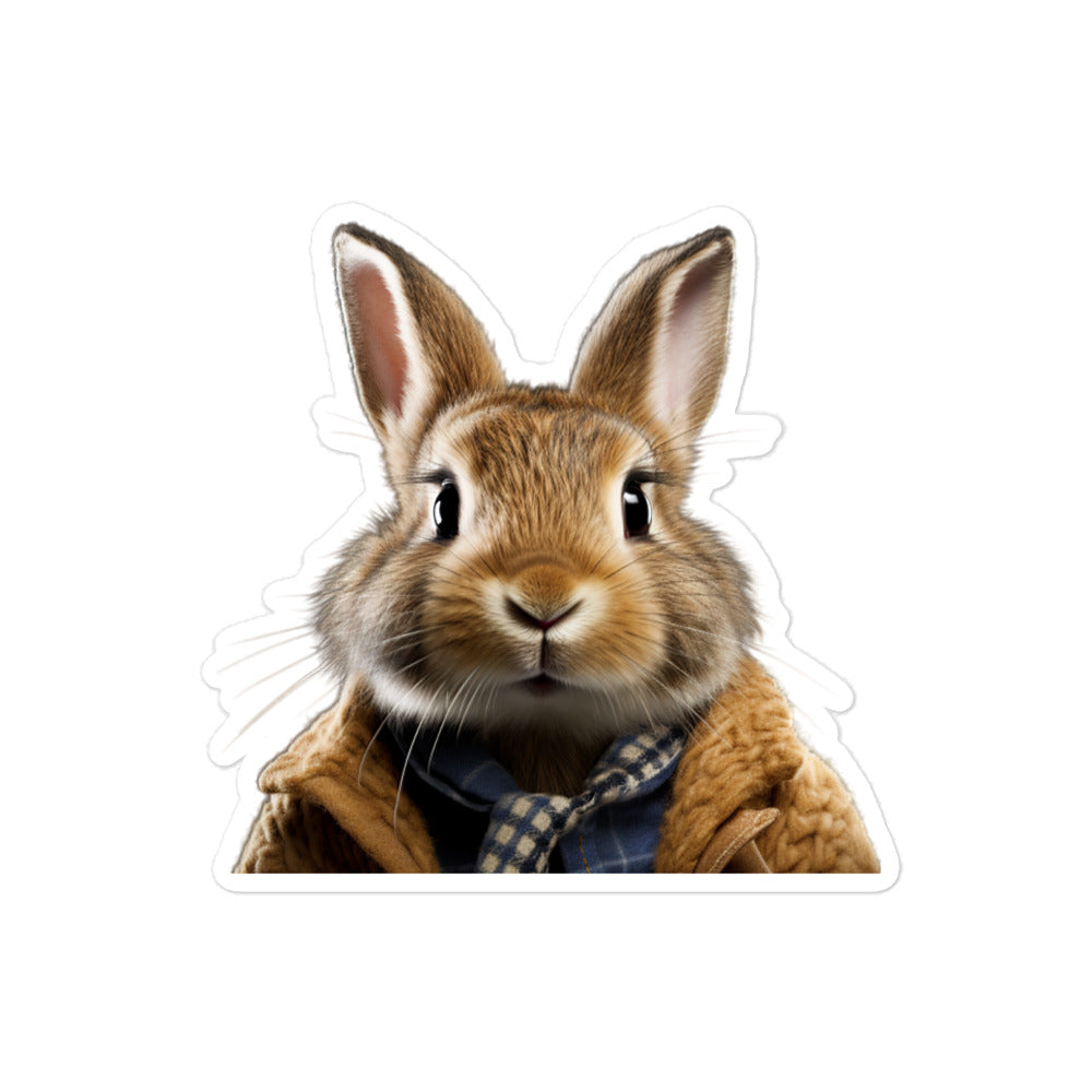 Jersey Wooly Enthusiastic Student Bunny Sticker - Stickerfy.ai