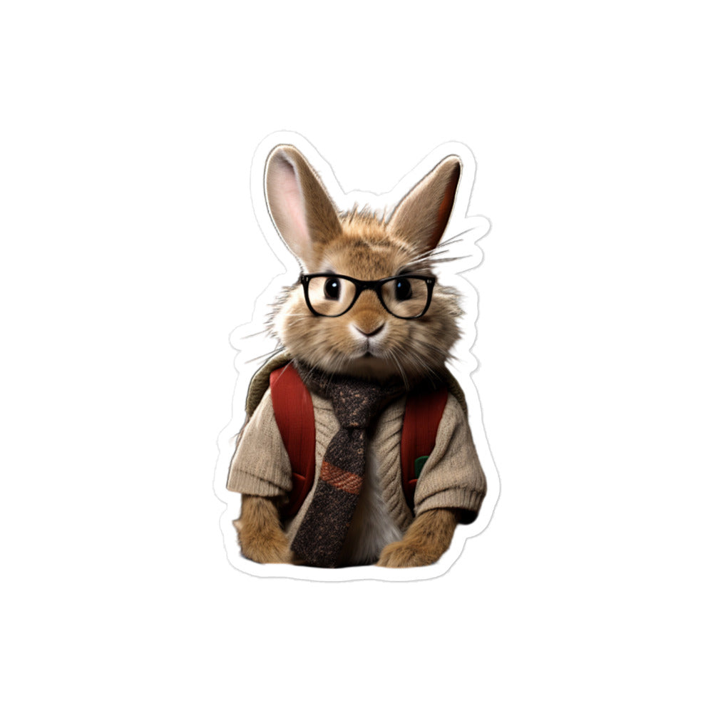 Jersey Wooly Enthusiastic Student Bunny Sticker - Stickerfy.ai