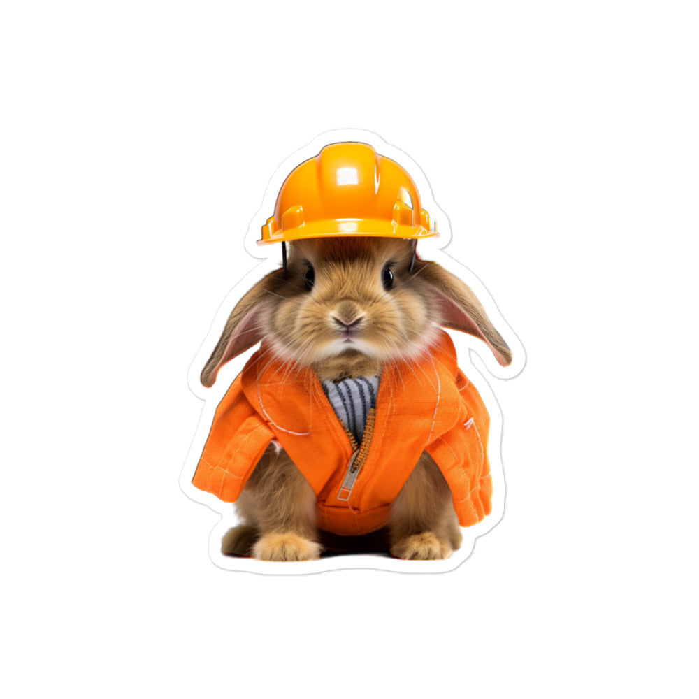 Jersey Wooly Contractor Bunny Sticker - Stickerfy.ai