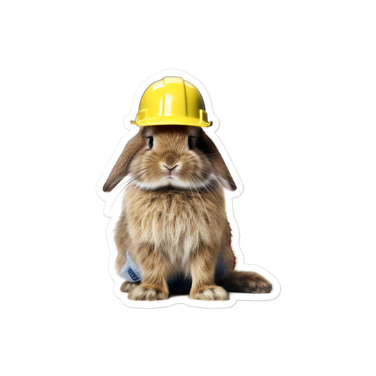 Jersey Wooly Contractor Bunny Sticker - Stickerfy.ai