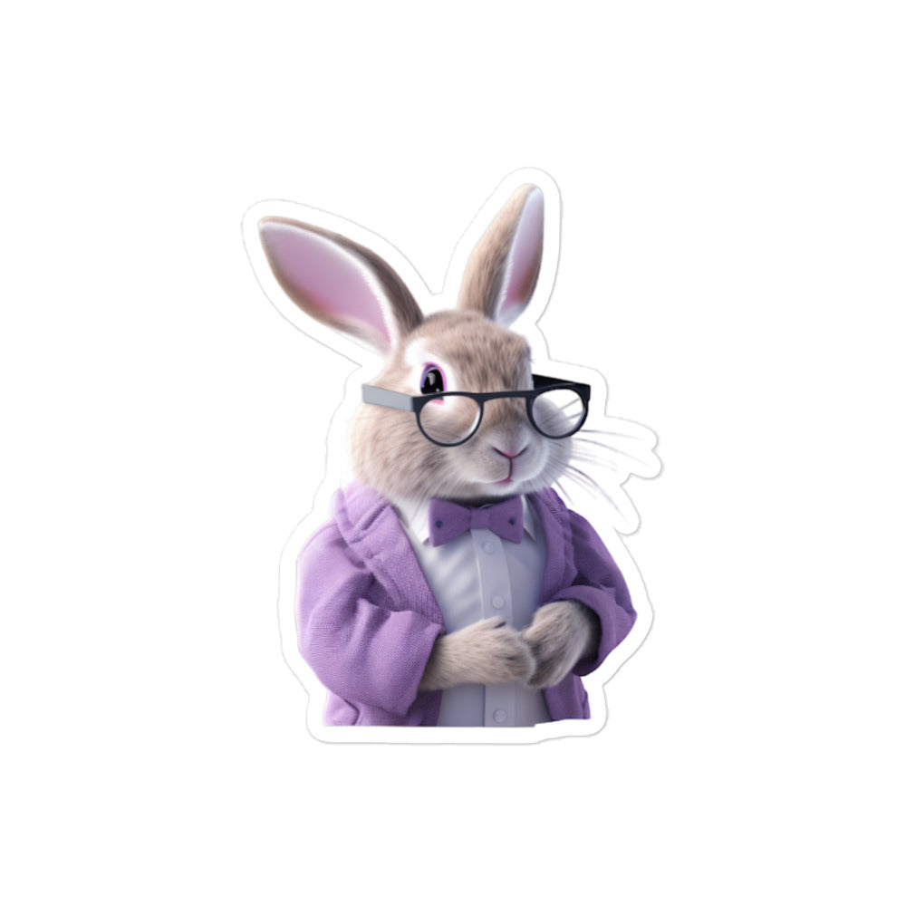 Lilac Enthusiastic Student Bunny Sticker - Stickerfy.ai