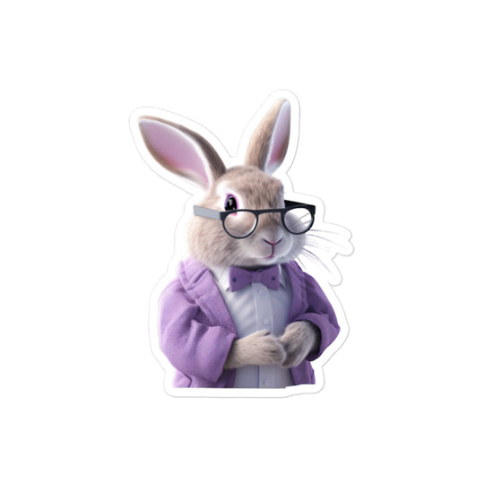 Lilac Enthusiastic Student Bunny Sticker - Stickerfy.ai