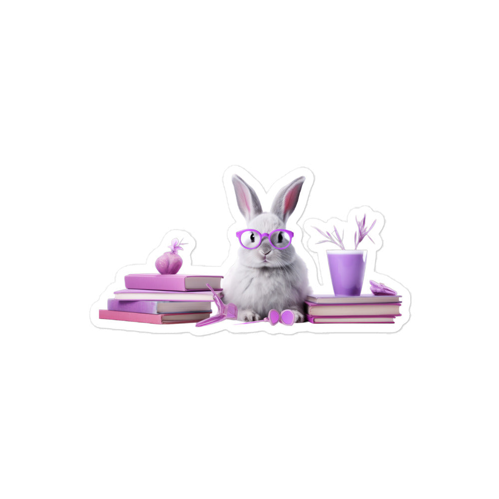 Lilac Enthusiastic Student Bunny Sticker - Stickerfy.ai