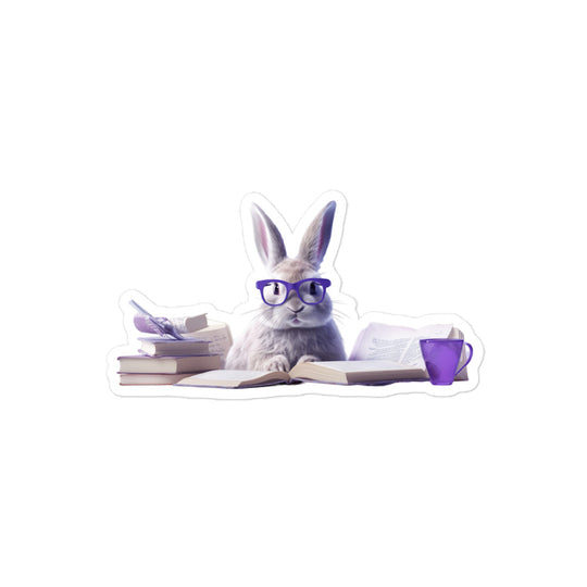 Lilac Enthusiastic Student Bunny Sticker - Stickerfy.ai