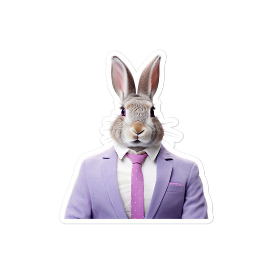 Lilac Persuasive Sales Bunny Sticker - Stickerfy.ai