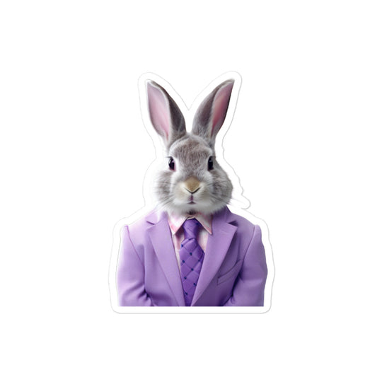 Lilac Persuasive Sales Bunny Sticker - Stickerfy.ai