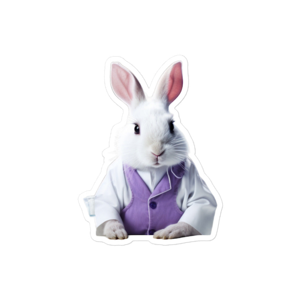 Lilac Knowledgeable Pharmacist Bunny Sticker - Stickerfy.ai