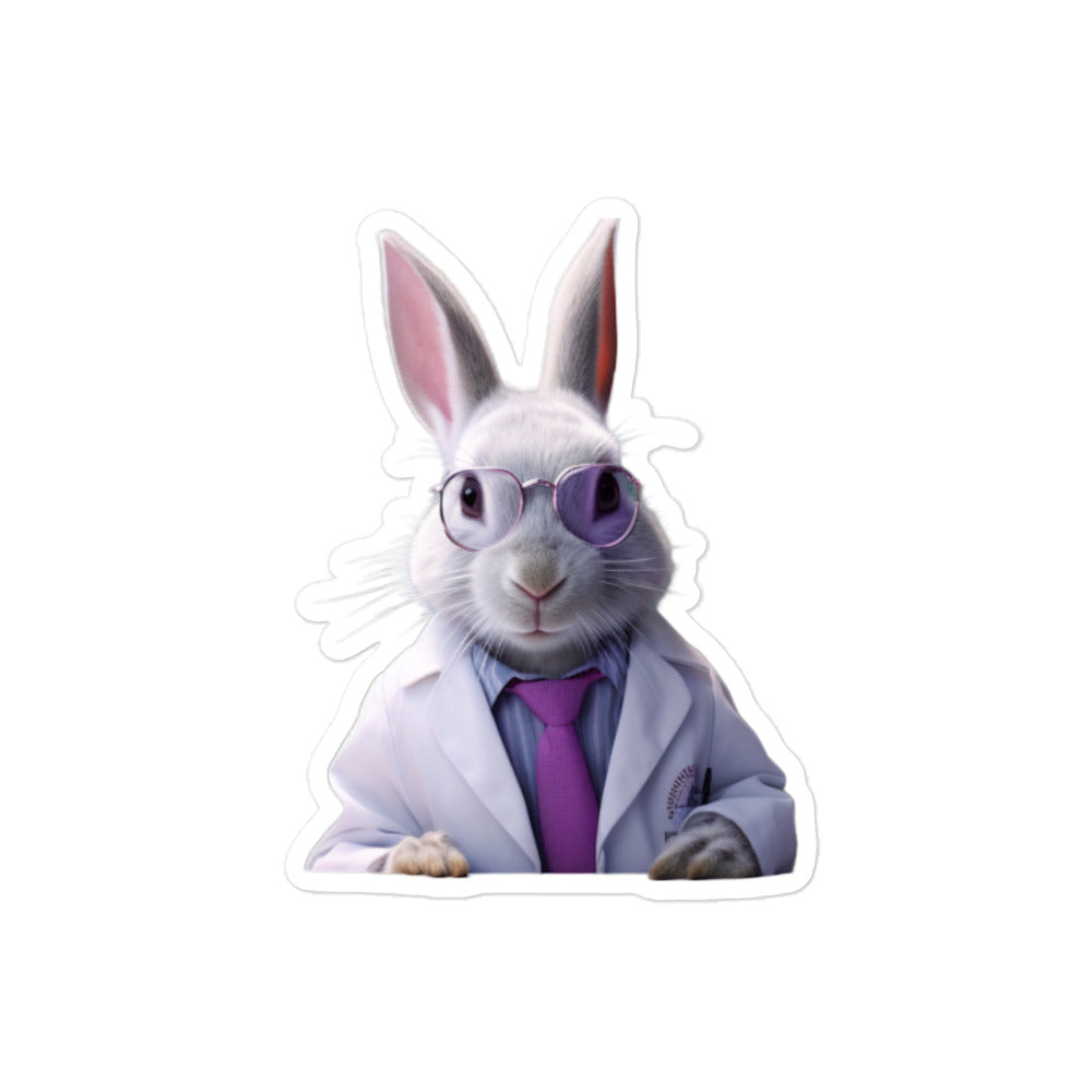 Lilac Knowledgeable Pharmacist Bunny Sticker - Stickerfy.ai