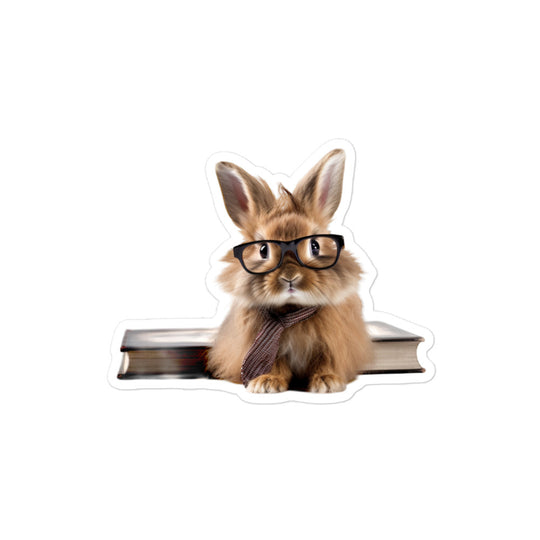 Lionhead Enthusiastic Student Bunny Sticker - Stickerfy.ai