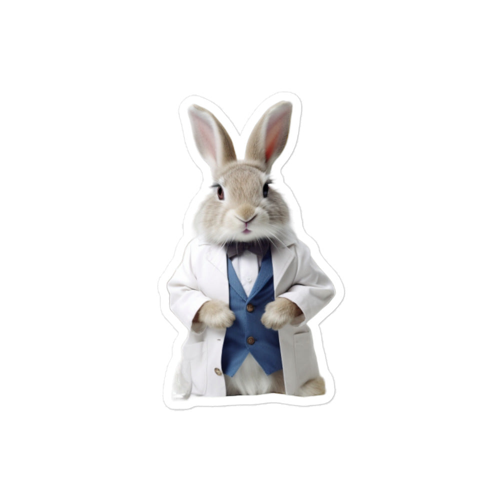 Lionhead Knowledgeable Pharmacist Bunny Sticker - Stickerfy.ai