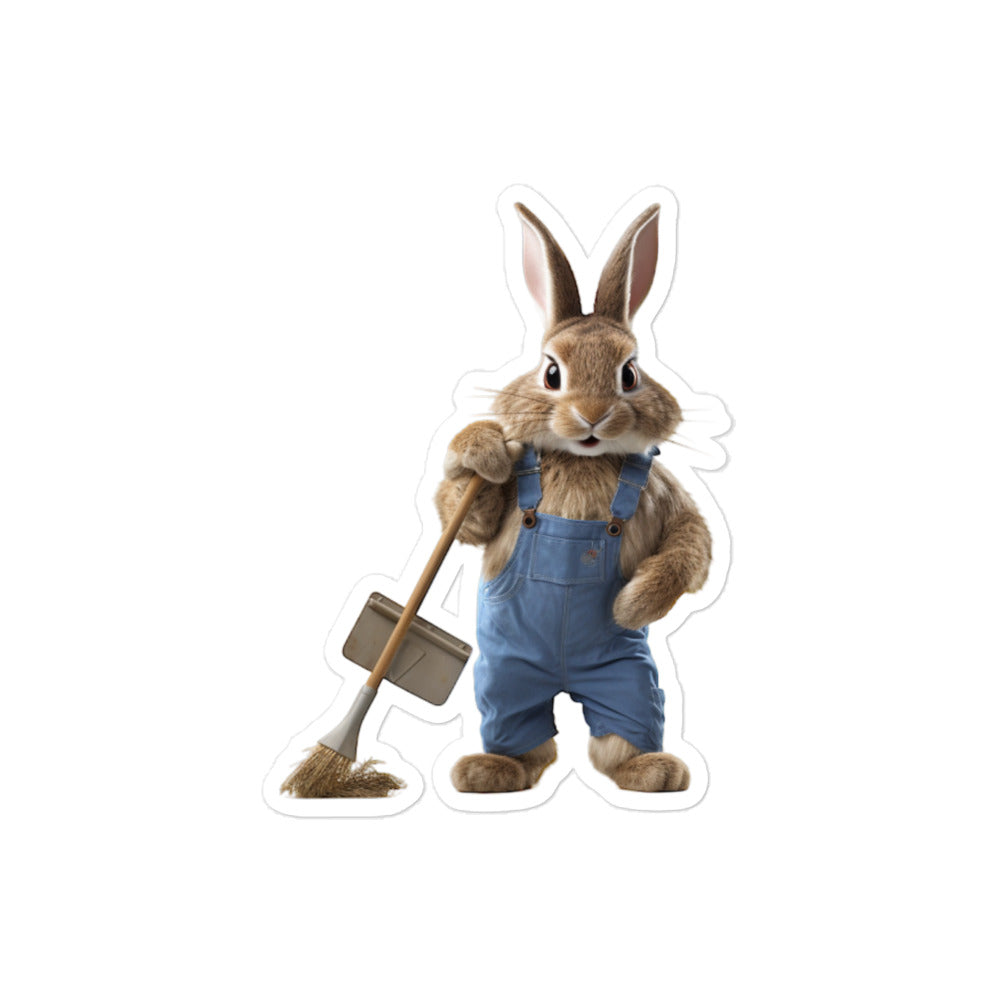 Lionhead Diligent Janitor Bunny Sticker - Stickerfy.ai