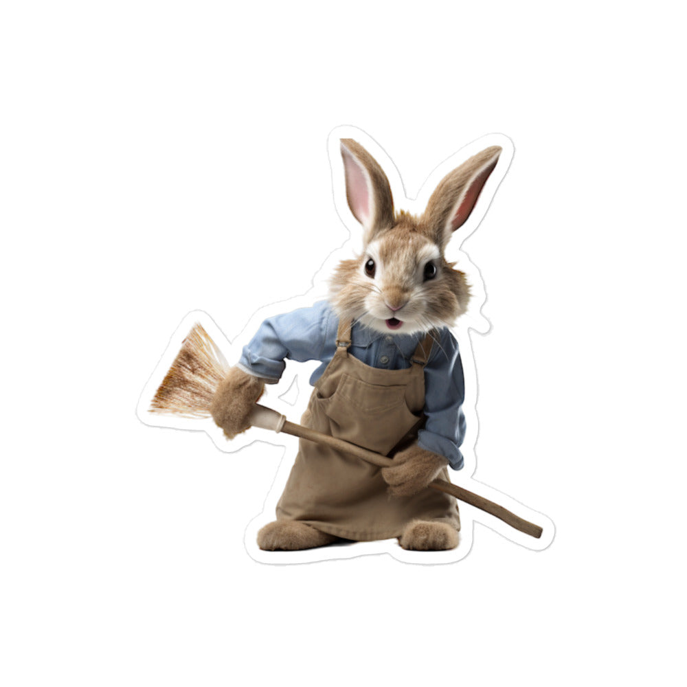 Lionhead Diligent Janitor Bunny Sticker - Stickerfy.ai