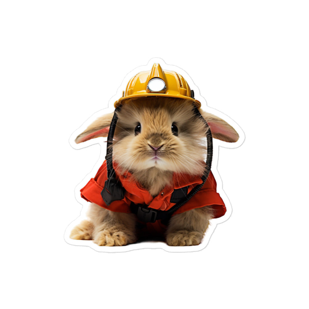 Lionhead Brave Firefighter Bunny Sticker - Stickerfy.ai