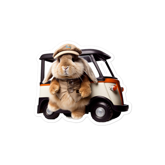 Mini Lop Transit Operator Bunny Sticker - Stickerfy.ai