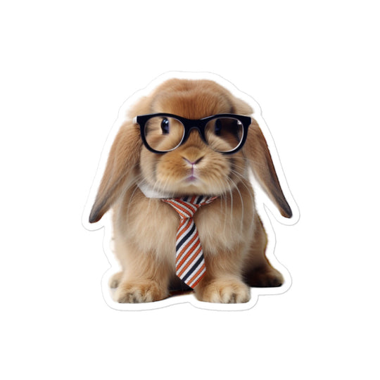 Mini Lop Enthusiastic Student Bunny Sticker - Stickerfy.ai