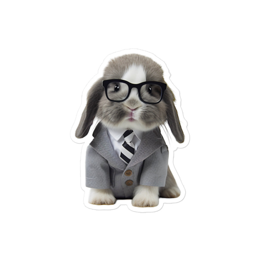 Mini Lop Persuasive Sales Bunny Sticker - Stickerfy.ai