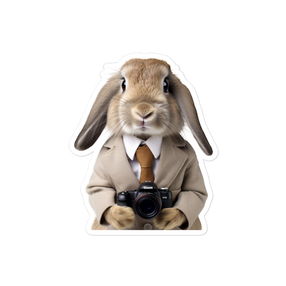 Mini Lop Persuasive Sales Bunny Sticker - Stickerfy.ai