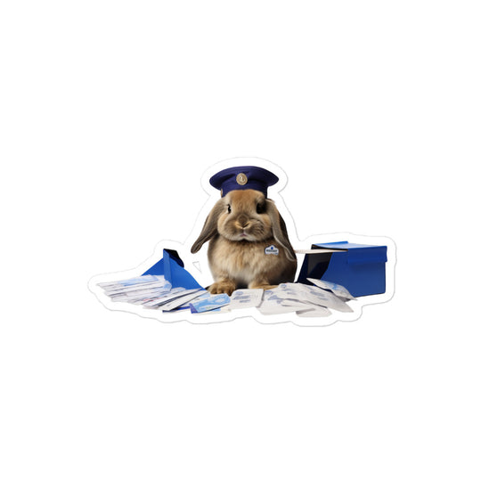 Mini Lop Mail Carrier Bunny Sticker - Stickerfy.ai