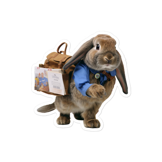 Mini Lop Mail Carrier Bunny Sticker - Stickerfy.ai