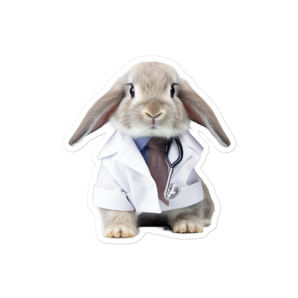 Mini Lop Compassionate Doctor Bunny Sticker - Stickerfy.ai