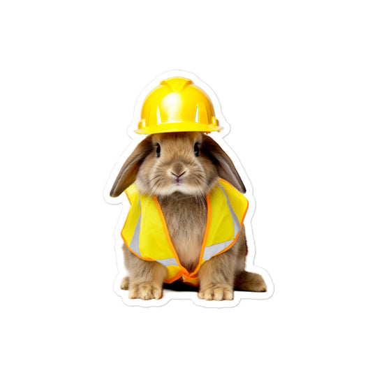 Mini Lop Contractor Bunny Sticker - Stickerfy.ai