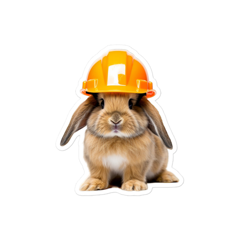 Mini Lop Contractor Bunny Sticker - Stickerfy.ai