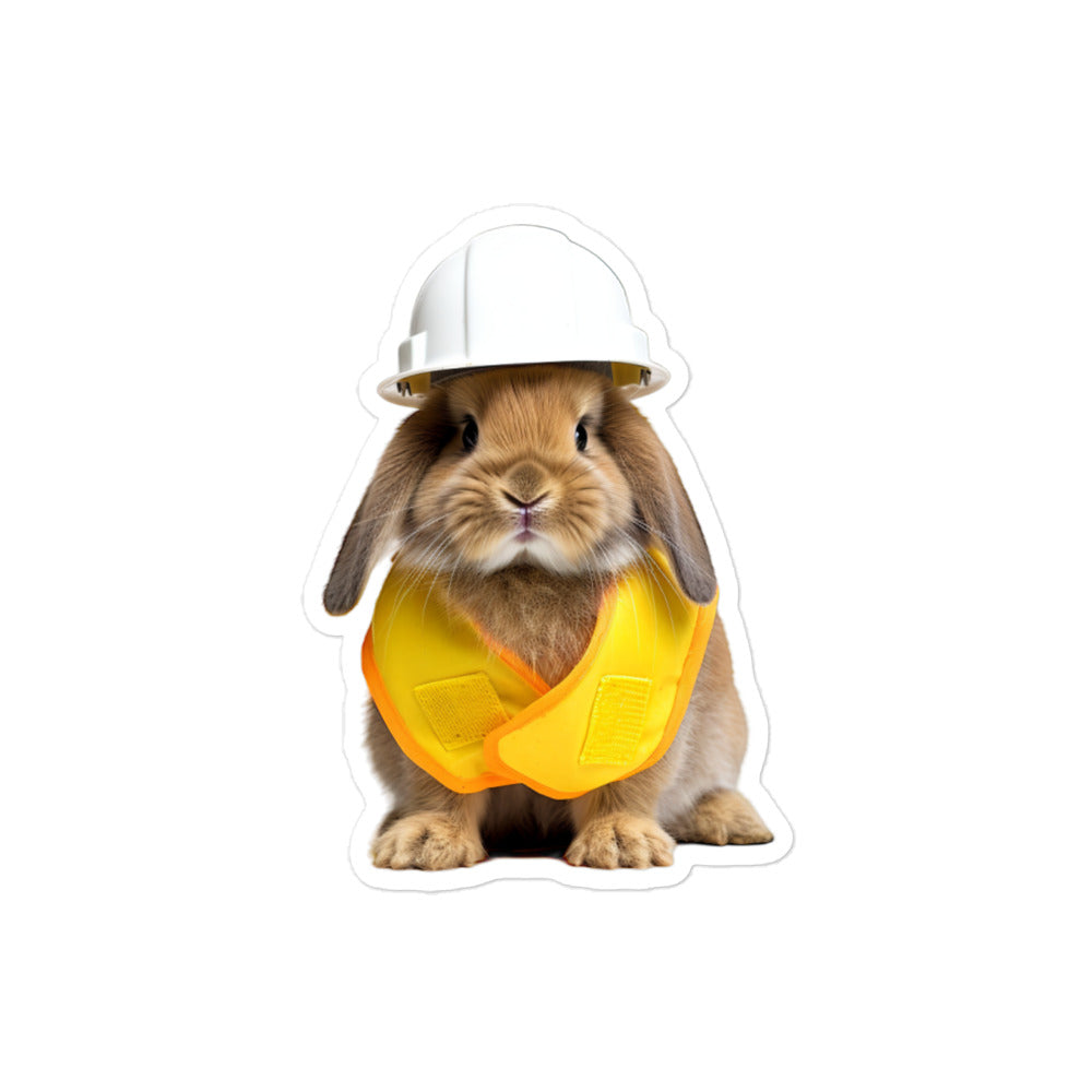 Mini Lop Contractor Bunny Sticker - Stickerfy.ai