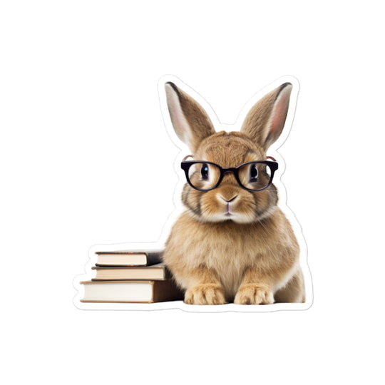 Mini Rex Enthusiastic Student Bunny Sticker - Stickerfy.ai