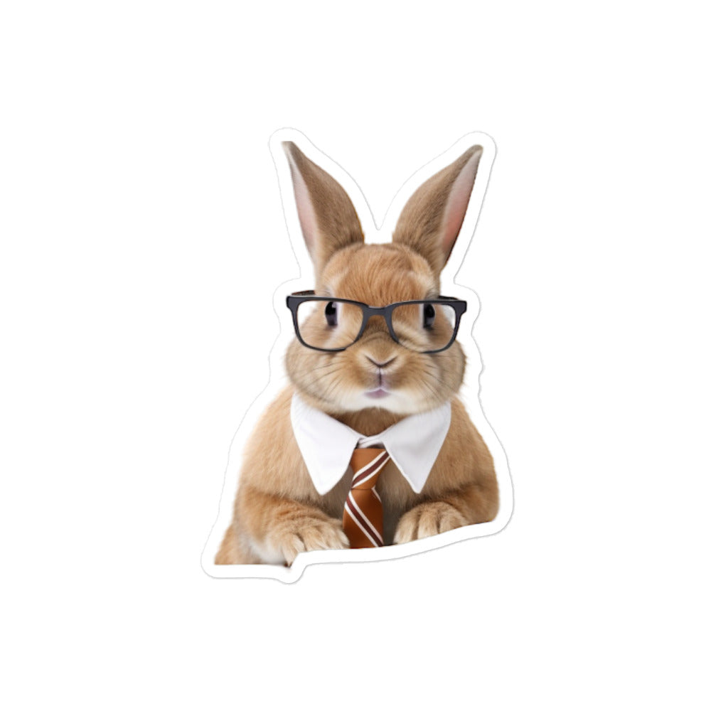 Mini Rex Enthusiastic Student Bunny Sticker - Stickerfy.ai