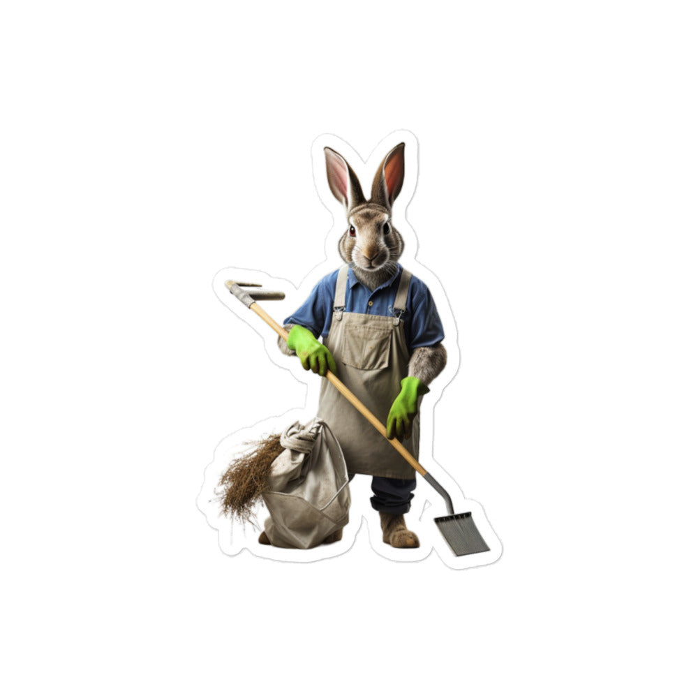 Mini Rex Diligent Janitor Bunny Sticker - Stickerfy.ai