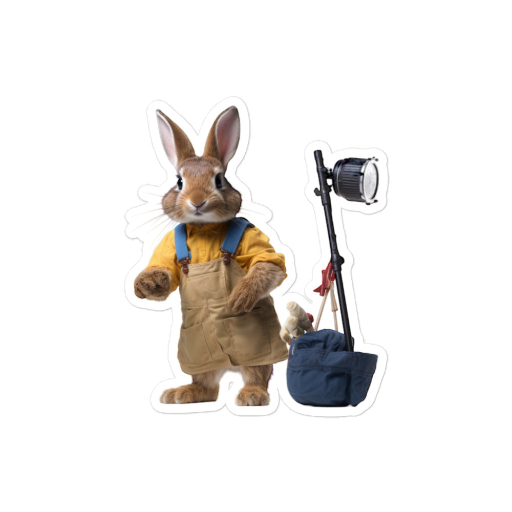 Mini Rex Diligent Janitor Bunny Sticker - Stickerfy.ai