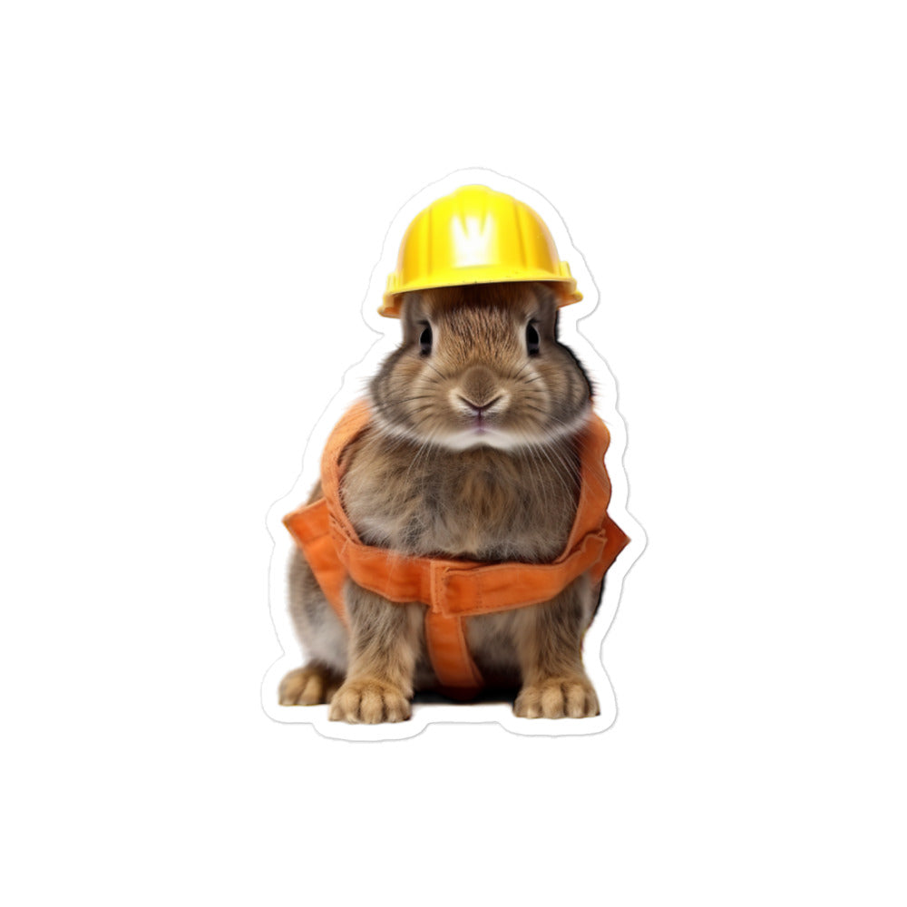 Mini Rex Contractor Bunny Sticker - Stickerfy.ai