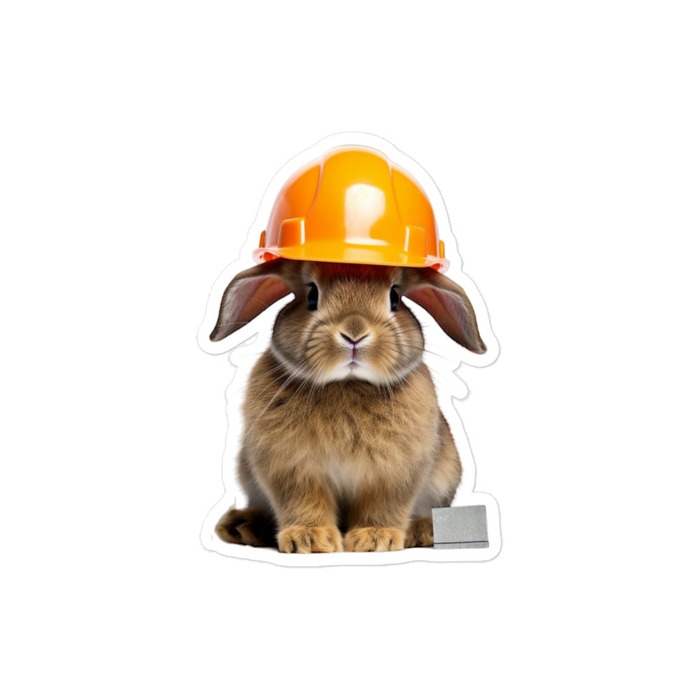 Mini Rex Contractor Bunny Sticker - Stickerfy.ai