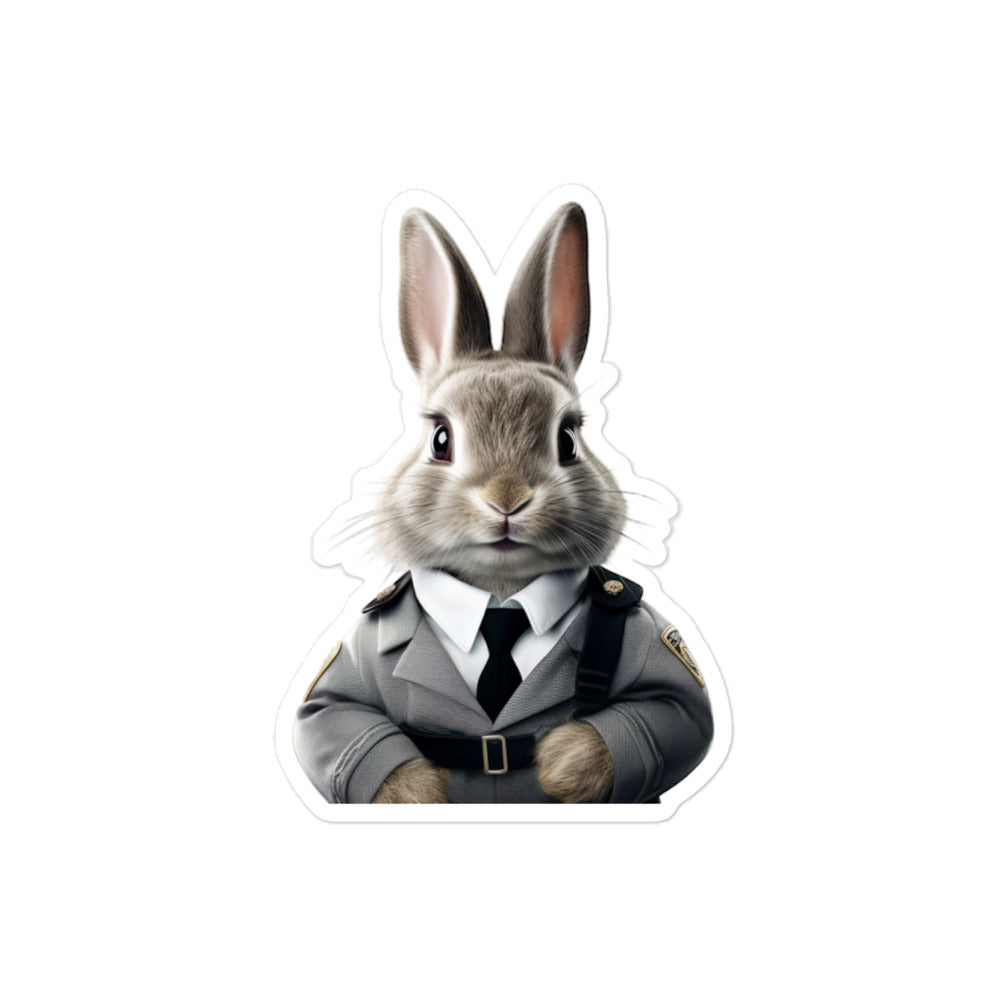 Mini Satin Security Officer Bunny Sticker - Stickerfy.ai