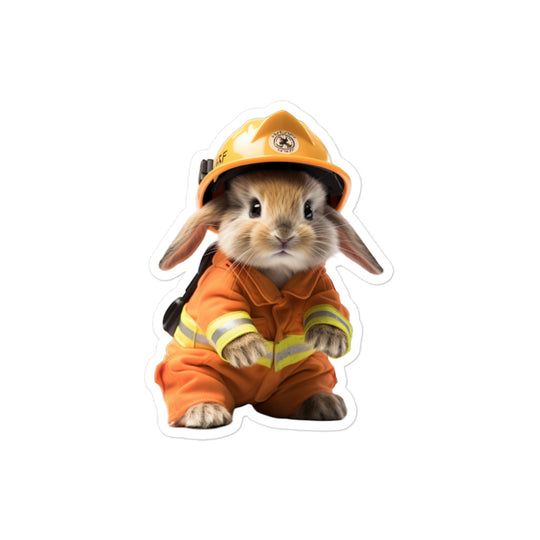 Mini Satin Brave Firefighter Bunny Sticker - Stickerfy.ai