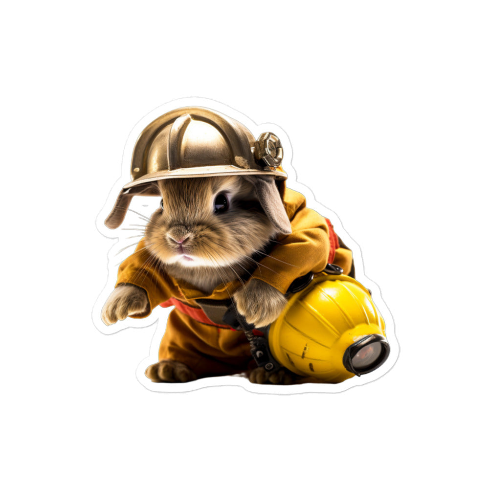 Mini Satin Brave Firefighter Bunny Sticker - Stickerfy.ai