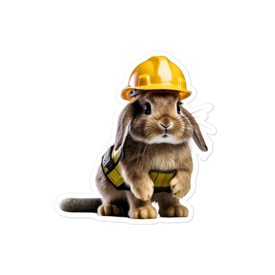 Mini Satin Contractor Bunny Sticker - Stickerfy.ai