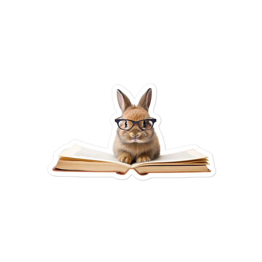 Netherland Dwarf Enthusiastic Student Bunny Sticker - Stickerfy.ai