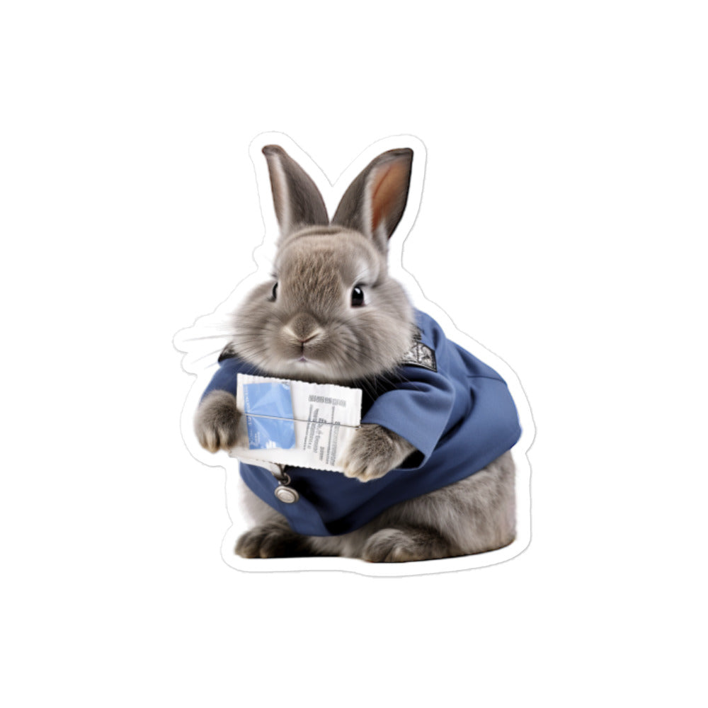 Netherland Dwarf Mail Carrier Bunny Sticker - Stickerfy.ai