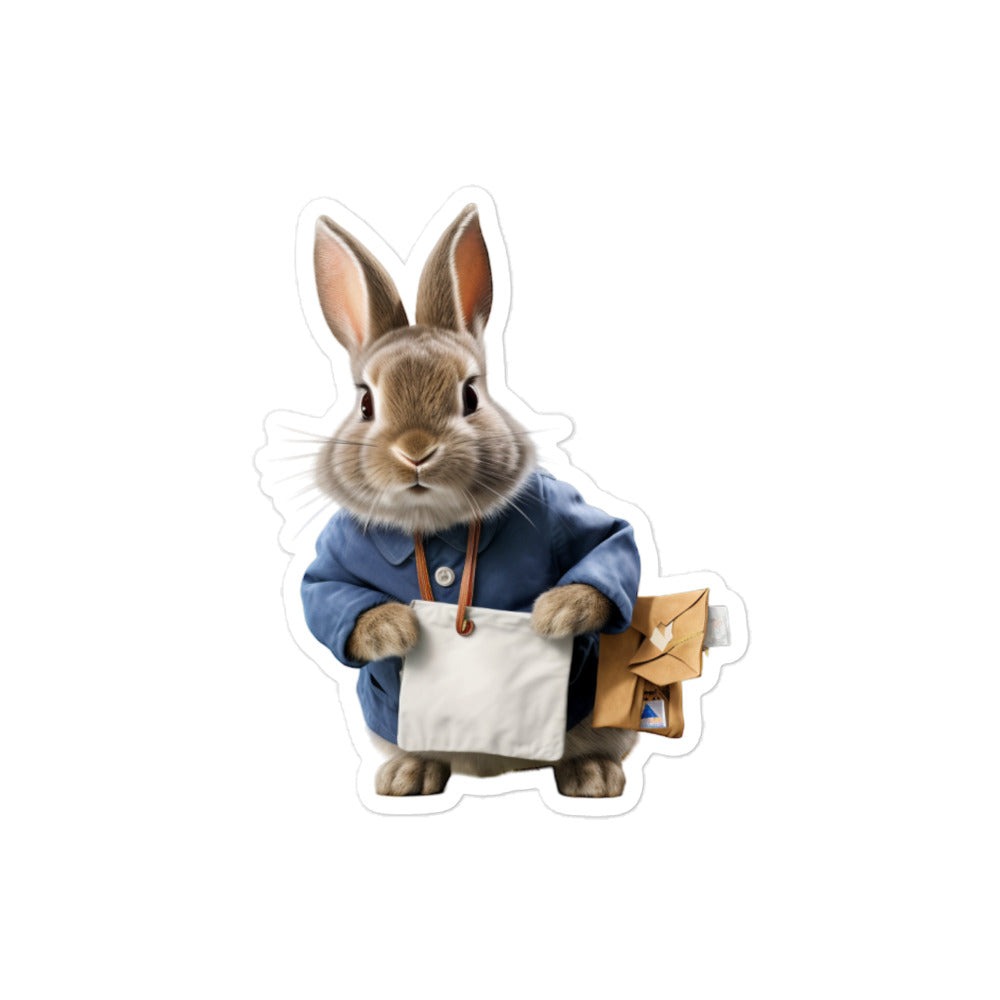 Netherland Dwarf Mail Carrier Bunny Sticker - Stickerfy.ai