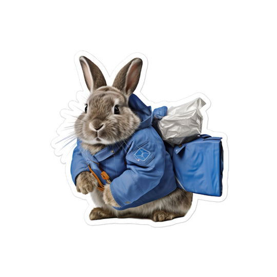 Netherland Dwarf Mail Carrier Bunny Sticker - Stickerfy.ai