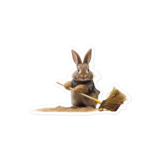 Netherland Dwarf Diligent Janitor Bunny Sticker - Stickerfy.ai