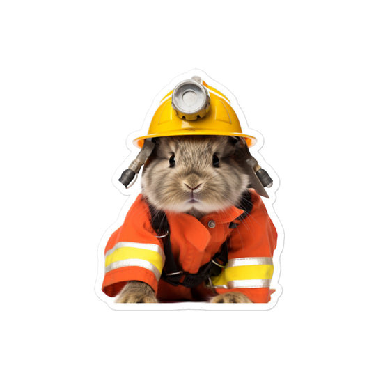 Netherland Dwarf Brave Firefighter Bunny Sticker - Stickerfy.ai