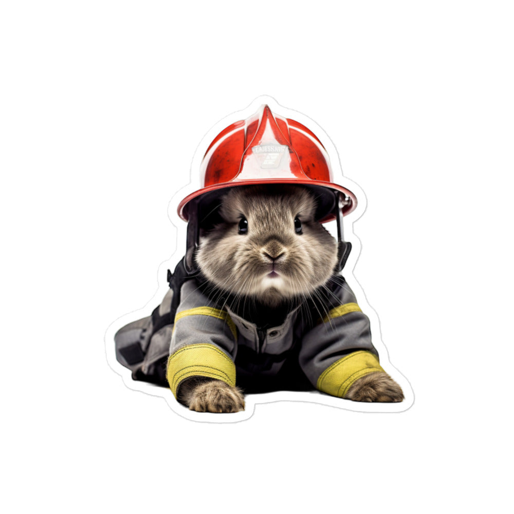 Netherland Dwarf Brave Firefighter Bunny Sticker - Stickerfy.ai