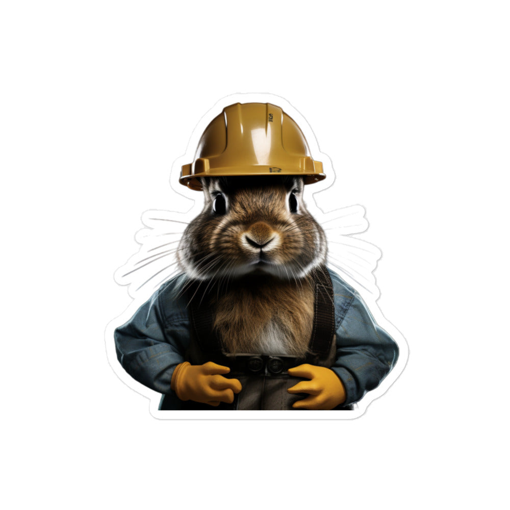 Rhinelander Contractor Bunny Sticker - Stickerfy.ai