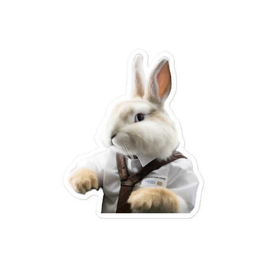 Satin Angora Transit Operator Bunny Sticker - Stickerfy.ai