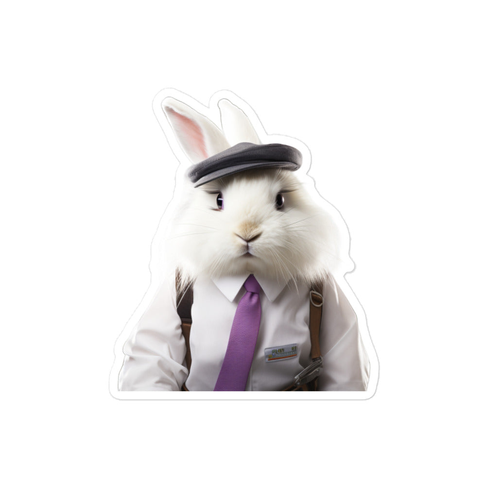 Satin Angora Transit Operator Bunny Sticker - Stickerfy.ai